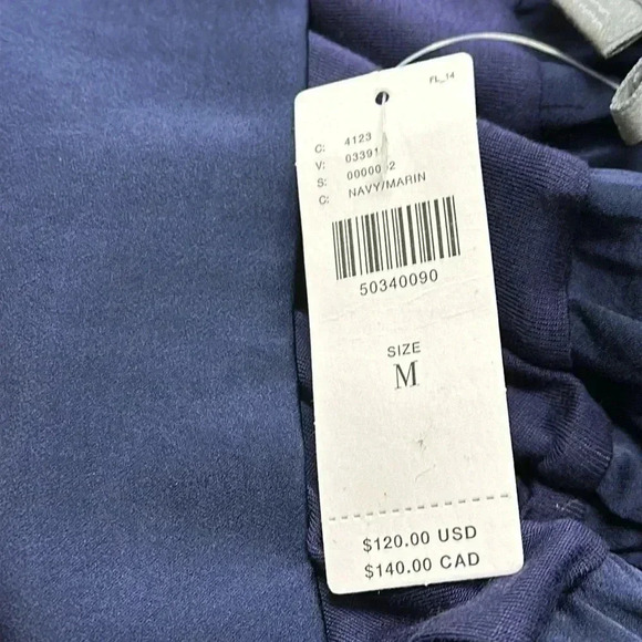 Anthropologie Pleated Wide Leg Pants Palazzo Pant Navy Size Medium NWT - Picture 3 of 7